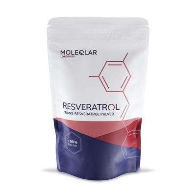 MoleQlar Resveratrol Powder 100 g Dietary Supplement from Yeast Fermentation with 500 mg per Serving fine Format for Mixing, Suitable for Capsule Filling and Routine Daily Consumption use