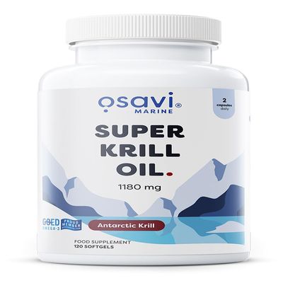 Osavi Super Krill Oil 1180 mg 120 Softgels | Omega-3 from Wild Antarctic Krill | Supports Heart, Brain & Liver Health | Rich in Choline & Phospholipids | Sourced from Antarctic Waters
