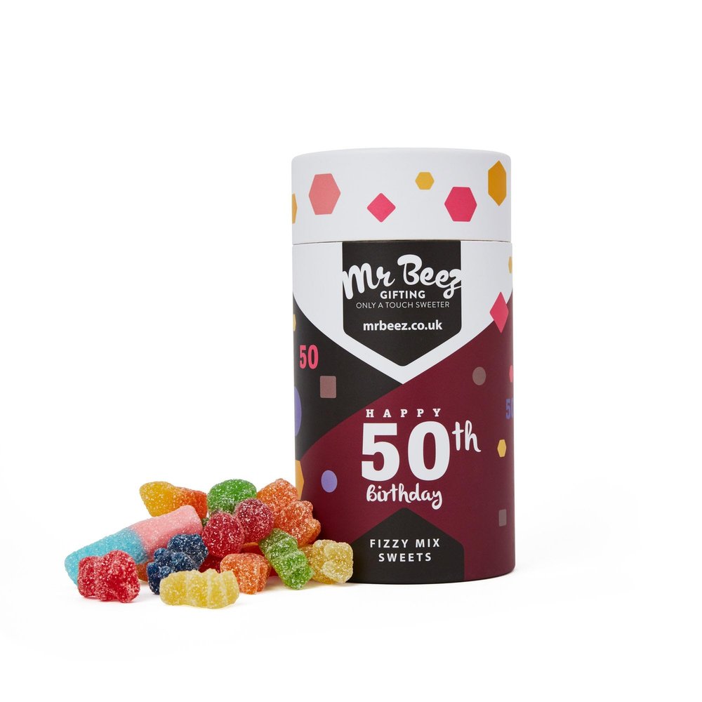 Mr Beez Sweets | Premium 50th Birthday Gifts for Men Women | Vegan & Vegetarian-Friendly