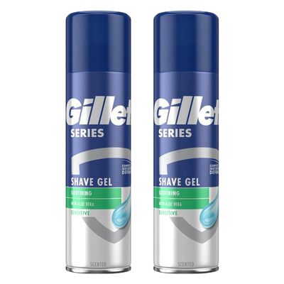 2 x 200ml Sensitive Shave Gel with Aloe