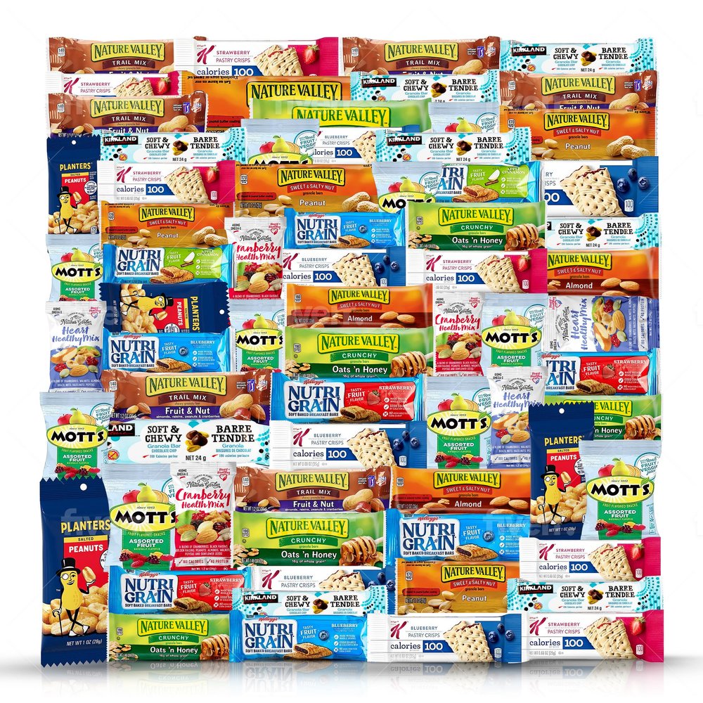 Healthy Snacks, 67 Piece Care Pack Premium Healthy Mixed Box & Snack Gift Variety Pack - Ideal for Home, Lunches, Work, Grab & Go, Office, Meetings, - Breakfast Bars, Bars