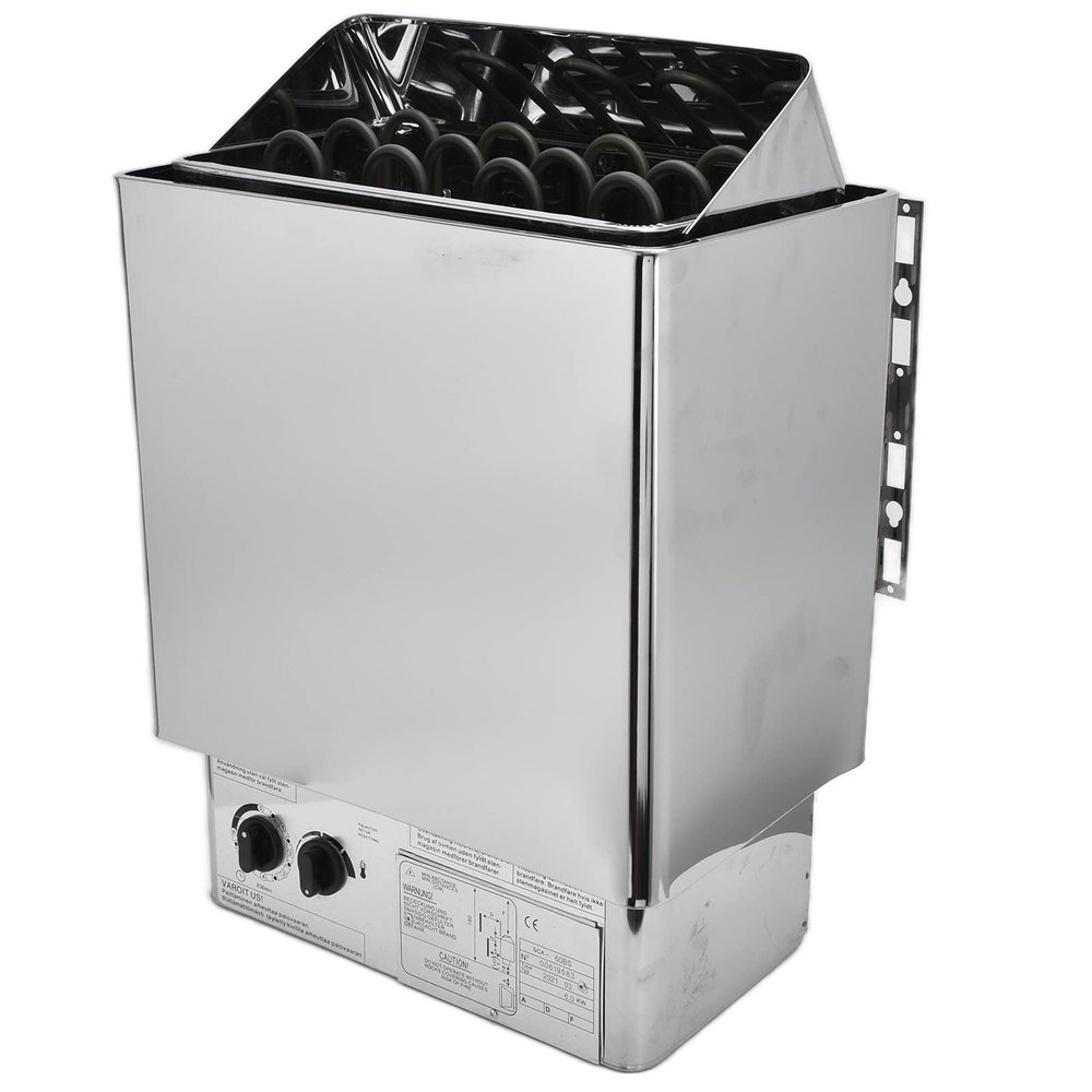 6KW 220V Electric Sauna Heater Stainless Steel Sauna Heating Stove with Internal Controller, Wet and Dry Bath Sauna Box Sauna Room Equipment for Home Hotel Spa Shower Steam Room