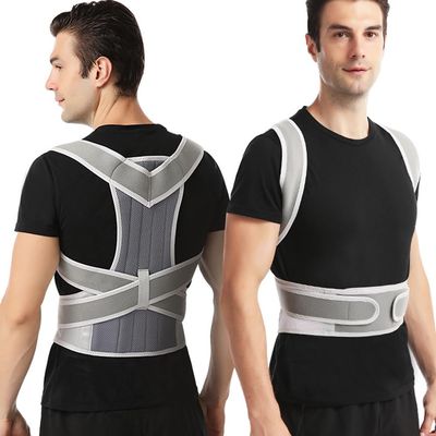 GHAKKE Straight Back Posture Corrector Breathable Shoulder Lumbar Brace Spine Support Decompression Belt Adjustable Corset Correction Neck Clavicle Waist Pain Relief (Color : Grey, Size : M)