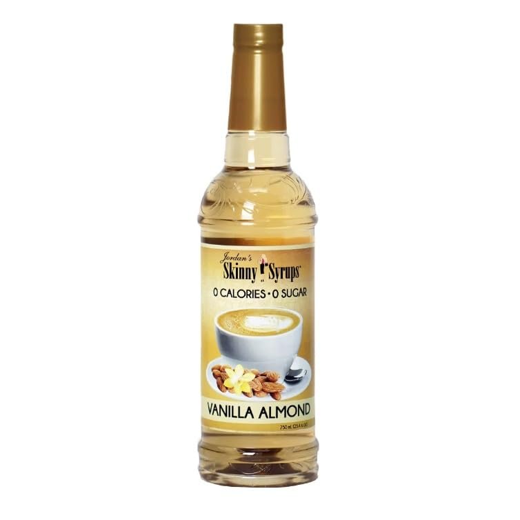 Jordan's Skinny Mixes Sugar Free Vanilla Almond Syrup | Zero Calories, Zero Sugar, Zero Carbs | For Coffee, Tea, Lattes | 1 Bottle (750 mL)