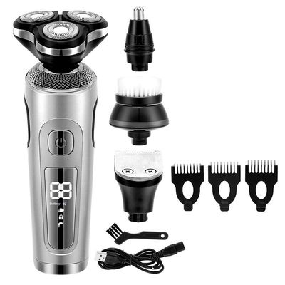 JQUAL Electric Razor for Men, 4 In 1 Electric Shaver 3D Floating Cutters USB Fast Charge Shaving Razor Machine For Men Blades Portable Beard Trimmer Clipper (Color : Silver with box)