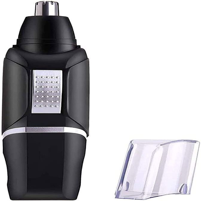 CAFFIA Ear, Nose & Brow Trimmer Clipper  Painless Eyebrow & Facial Hair Trimmer for Men & Women, Battery Operated, Waterproof, Electric Groomer, Easy to Clean (Black)