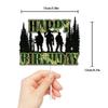 Camouflage Military Happy Birthday Cake Topper Green Glitter Gun Army Soldier Fighter Veteran's Day Cake Decorations Airman Retirement Military Themed for Kids Boys Men Birthday Party Supplies view 2
