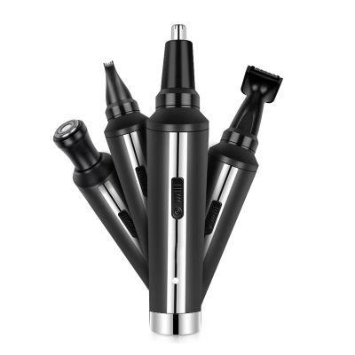 CAFFIA Nose Hair Trimmer, USB Rechargeable Ear and Nose Hair Trimmer for Men Professional Painless Nose Hair Remover, 4 in 1 Mens Grooming Kit with Electric Ear Hair Trimmer(Black)