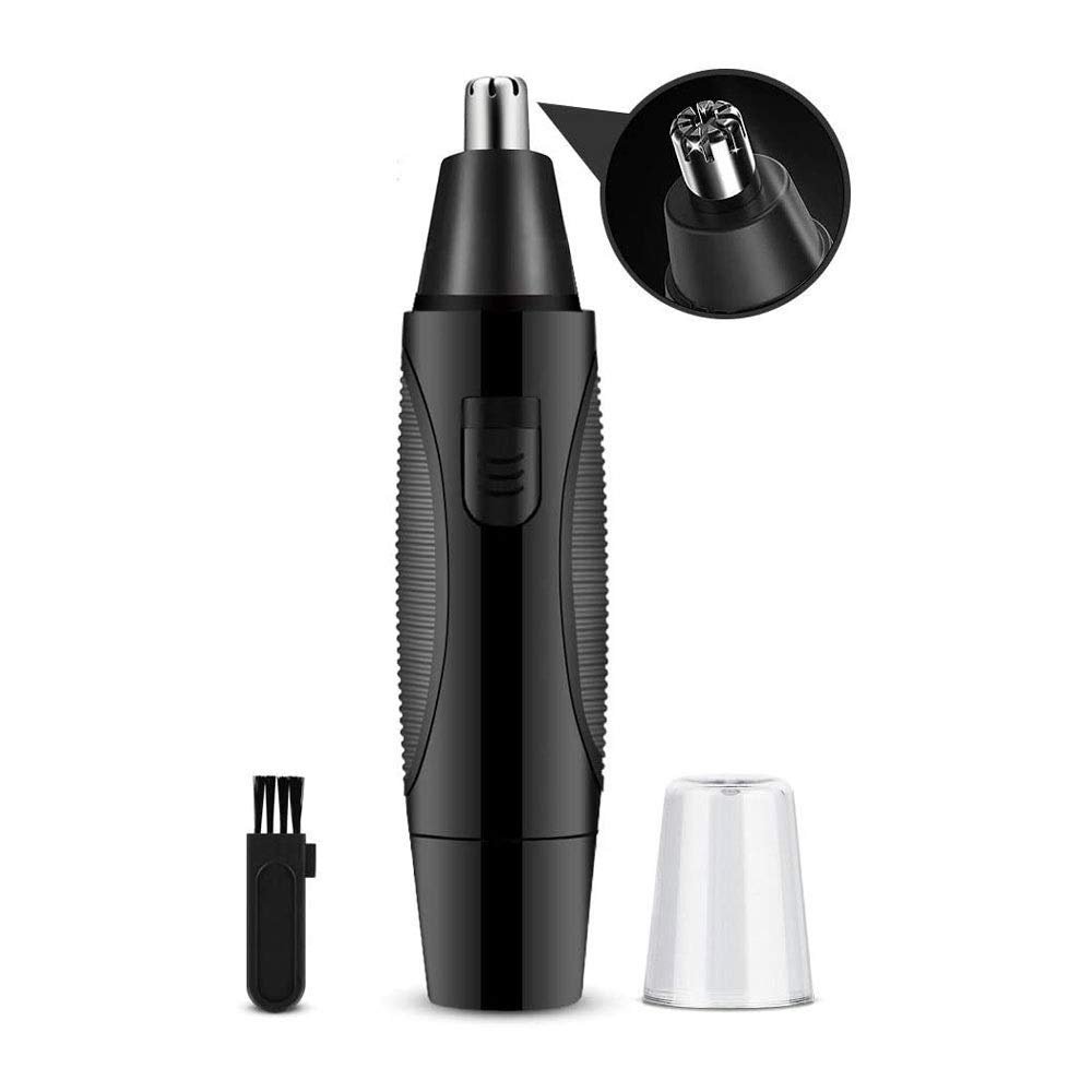 CAFFIA Ear, Nose & Brow Trimmer Clipper Painless Trimmer for Men & Women, Battery Operated, Nose Hair Trimmer Kit, Black