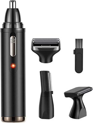 CAFFIA 4 in 1 Nose and Ear Hair Trimmer, Portable Ear Nose Hair Trimmer, USB Rechargeable Nose Hair Trimmer, Waterproof Dual Edge Blades for Easy Cleaning, Black