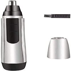 CAFFIA Nose Trimmer, Ear Hair Trimmer for Men, Portable Painless Electric Nose Hair Remover, Mens Nose Hair Trimmer, Waterproof, Battery Operated (Silver)