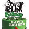 Golf Happy 80th Birthday Cake Topper Black Green Golf Eighty 80 Years Old Ball Player Cake Decorations 1943 Sport Themed Bday Party Supplies view 1