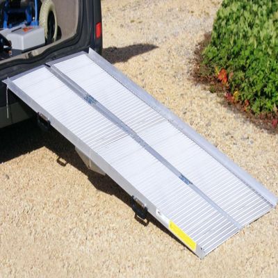 BOTOWI Foldable Wheelchair Ramp for Doorways, Antiskid Aluminum Ramps for Wheelchairs for Home, Portable Ramps for Steps with Non-Slip Surface, Threshold Ramp Handicap Ramp,Sliver,7ft/210cm