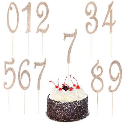 zmgmsmh Large size Number 0-9 Birthday Cake Topper to show years or ages numbers Silver Bling Rhinestone Toppers for Party Wedding Anniversary Decorations (Number7, Gold)