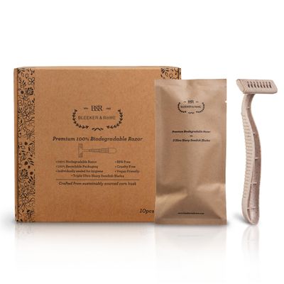 Bleeker and Rowe Eco Friendly Biodegradable Disposable Razors (100)