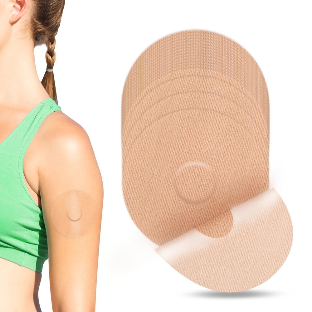 YOUSHARES Freestyle Libre 3 Sensor Covers Waterproof - 20 Packs Freestyle Libre 3 Sensor Patches, Breathable Adhesive Patches, CGM Patches Without Glue (Beige)