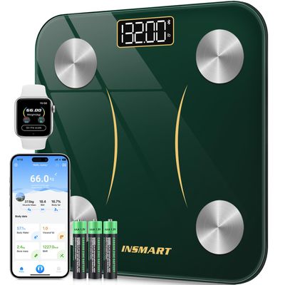 INSMART Scales for Body Weight, Bluetooth Body Fat Scales, Smart Digital Bathroom Weight Weighing Composition Analyzer with Smart APP, Body Composition Fitbit Scales for Fitness, BMR, BMI,etc. Green