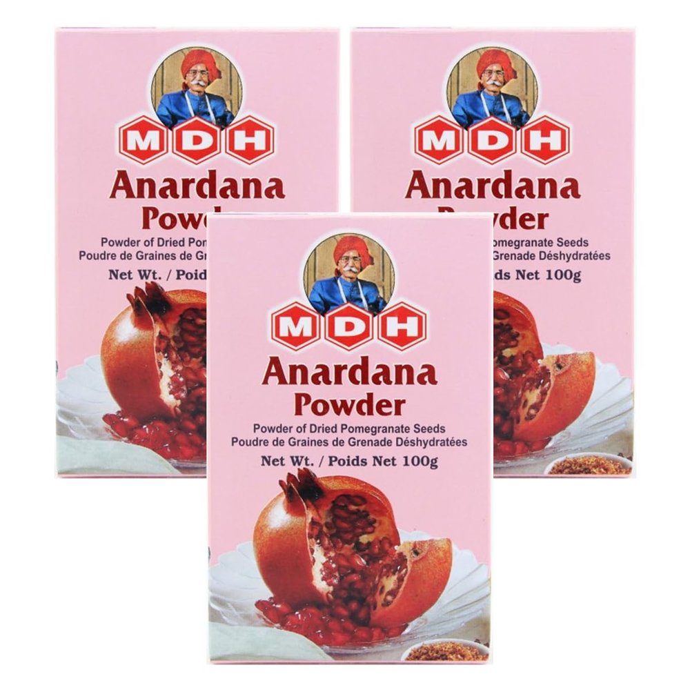 MDH Various Seasoning Masala Powder - Spices Mix Curry Masala Recipe Mixes Casserole Seasoning Herbs - Aromatic & Enhances the flavor of the meal (Anardana Powder (100g), Pack of 3)