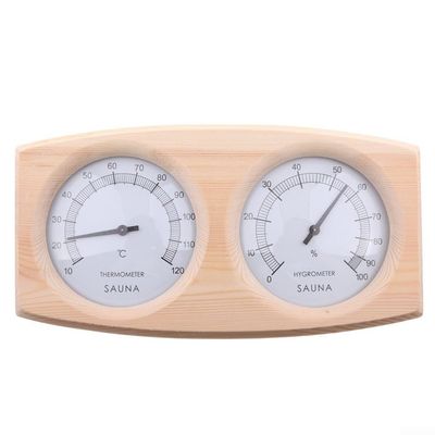 DAZZLEEX 2 In 1 Sauna Room Thermometer Hygrometer, Wooden Accurate Wall Mounted Steam Room Accessories 23.5 * 13 * 3cm