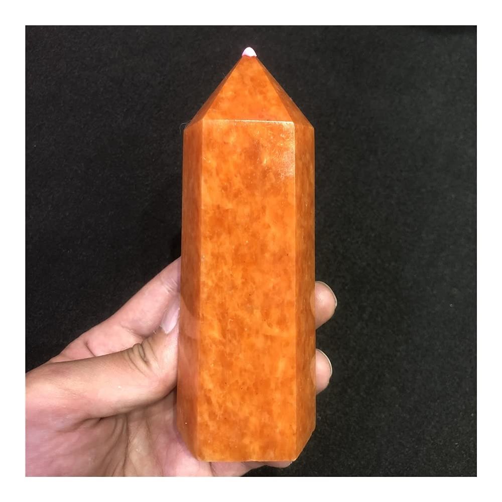 JUKUCKV 1pc Natural Crystals Quartz Sunstone Tower Point Energy Reiki Stones Room Home Office Aquarium Decoration Accessories Gemstone Spiritual support (Size : 500-550g)