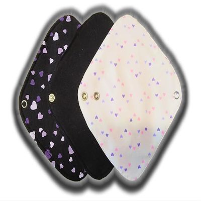 Re-usable Sanitary/Incontinence Pads - Light Dribbles and Periods- Light and Heavy Flow Pantyliner - 3 Pack Starter with Wet Bag and Drying tag (Maxi Starter Pack, Black/White Print- Black Print)
