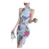 SWEPER Womens Chinese Dress - Women Chinese Style Elegant Cheongsam Nightclub Dance Sexy Bodycon Slim Split Retro Print Qipao Sleeveless Party Dress Vestidos,Style A,M view 1