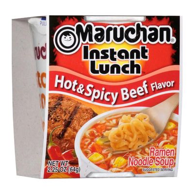 Maruchan - Hot & Spicy Beef Flavor Instant Lunch Ramen Noodles - 2.25oz (64g) x 2 Pots