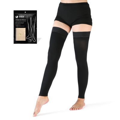 VARCOH Compression Socks for Women Thigh High Open Toe, 20-30 mmHg Footless Compression Socks Men Best for DVT, Maternity, Pregnancy, Varicose Veins, Relief Shin Splints, Edema (XL,Black)