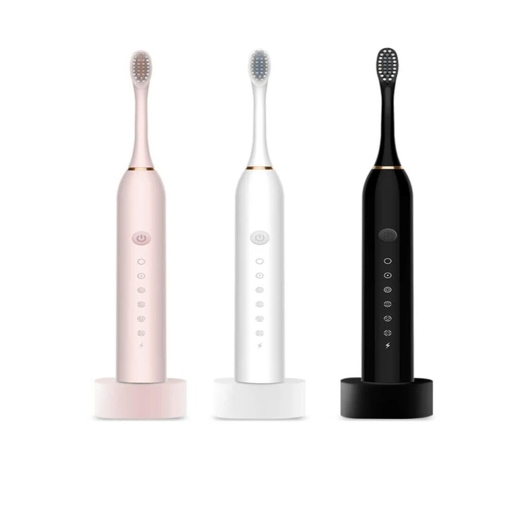 Electric Toothbrush Sonic Rechargeable 6 Modes Kids Adults Brush 4 Heads USB UK