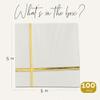 100 Pcs Gold Foil Lined Napkins - 5x5 Inches Premium White and Gold Napkins 3ply Gold Cocktail Napkins for Dinner, Wedding, Holiday, Birthday - Disposable Paper Napkins with Gold Foil Trim Stripe view 2