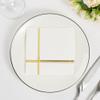 100 Pcs Gold Foil Lined Napkins - 5x5 Inches Premium White and Gold Napkins 3ply Gold Cocktail Napkins for Dinner, Wedding, Holiday, Birthday - Disposable Paper Napkins with Gold Foil Trim Stripe view 4