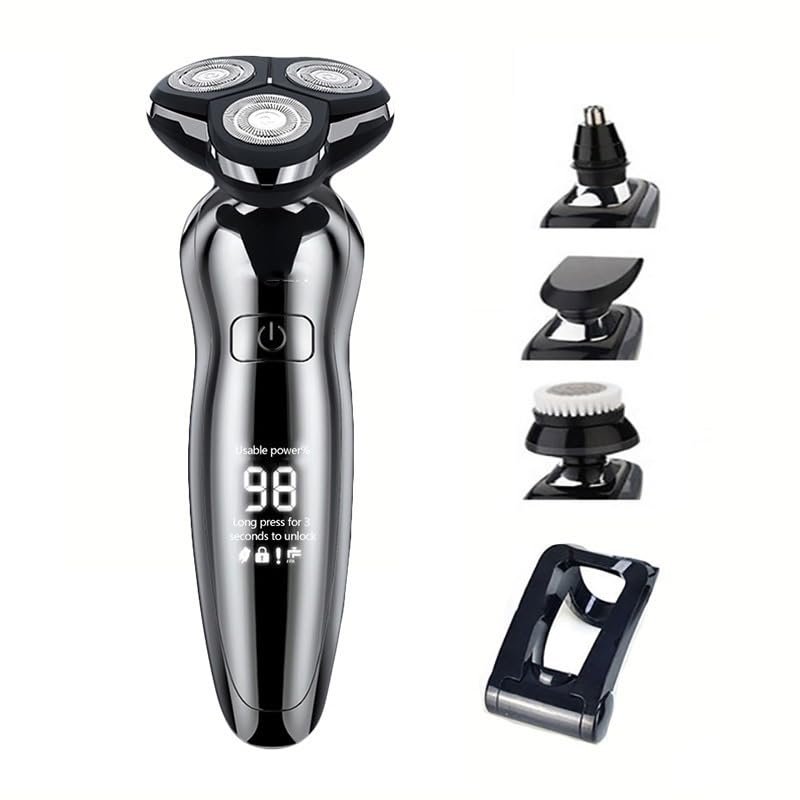 JQUAL Electric Razor for Men, 4 IN 1 Electric Shaver For Men 4D Electric Beard Trimmer USB Rechargeable Professional Hair Trimmer Hair Cutter Adult Razor For Men