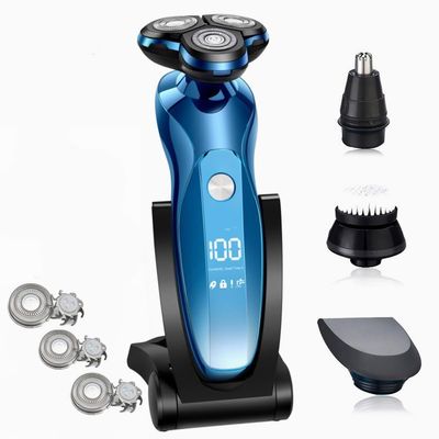 Electric Razor for Men, Electric Shaver Rotary Shaver Electric Razor Beard Trimmer Rechargeable Hair Cutting Shaving Machine Clipper for Men Waterproof (Color : ZN3013-3 with LCD)