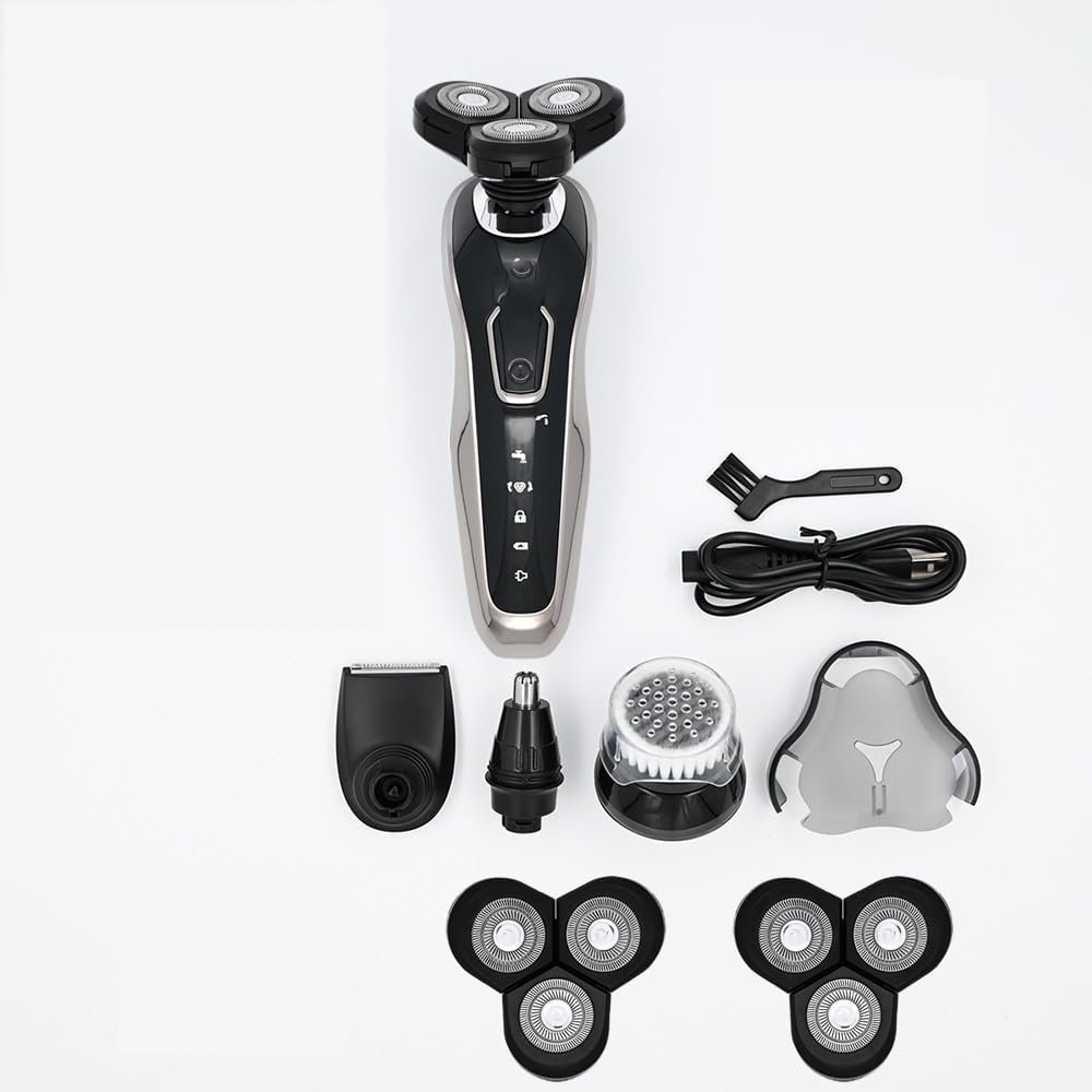 JQUAL Electric Razor for Men, Electric Razor Rechargeable Electric Shaver For Men Wet & Dry 4D Floating Heads Shaving Machine Beard Trimmer Hair Clipper