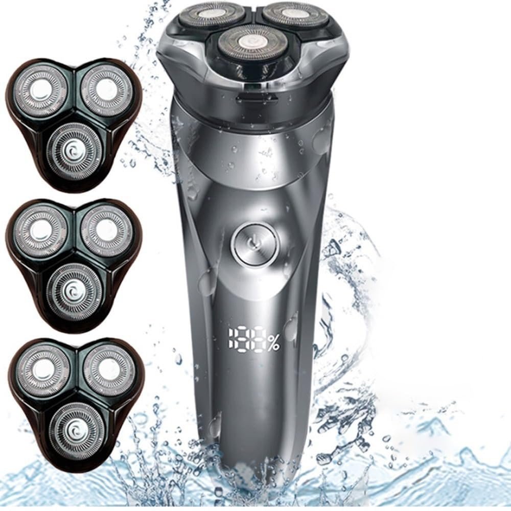 JQUAL Electric Razor for Men, Electric Shaver For Men Beard Trimmer Machine Shaving Electric Razor Trimmer Beard Shaving Machine With 3 Cutter Heads