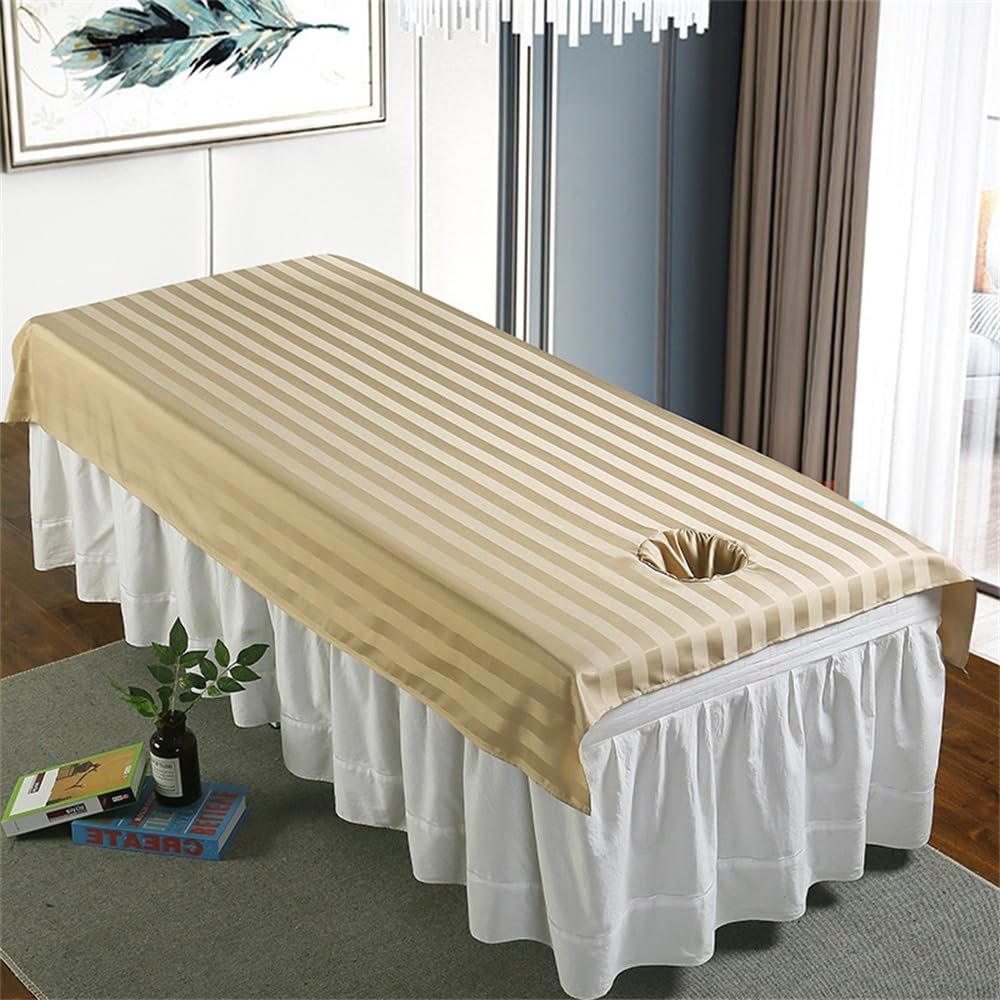 Highdi Massage Bed Sheet with Face Hole, Reusable Massage Bed Table Cover Soft Comfortable Massage Bed Cover Protecting for Home Hotel Beauty Salon Cosmetic Bed (75 * 190cm,Camel)