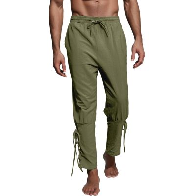 Gefomuofe Trousers Medieval Men's Pirate Trousers Cosplay Costume Lace-up Trousers Viking Renaissance Steampunk Leisure Trousers Vintage Renaissance Trousers Knight Trousers Cotton Pirate Trousers for