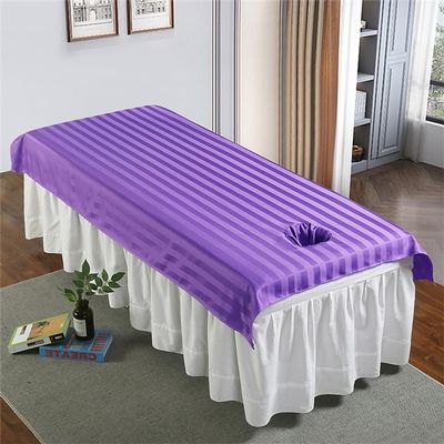 Highdi Massage Bed Sheet with Face Hole, Reusable Massage Bed Table Cover Soft Comfortable Massage Bed Cover Protecting for Home Hotel Beauty Salon Cosmetic Bed (75 * 190cm,Deep purple)