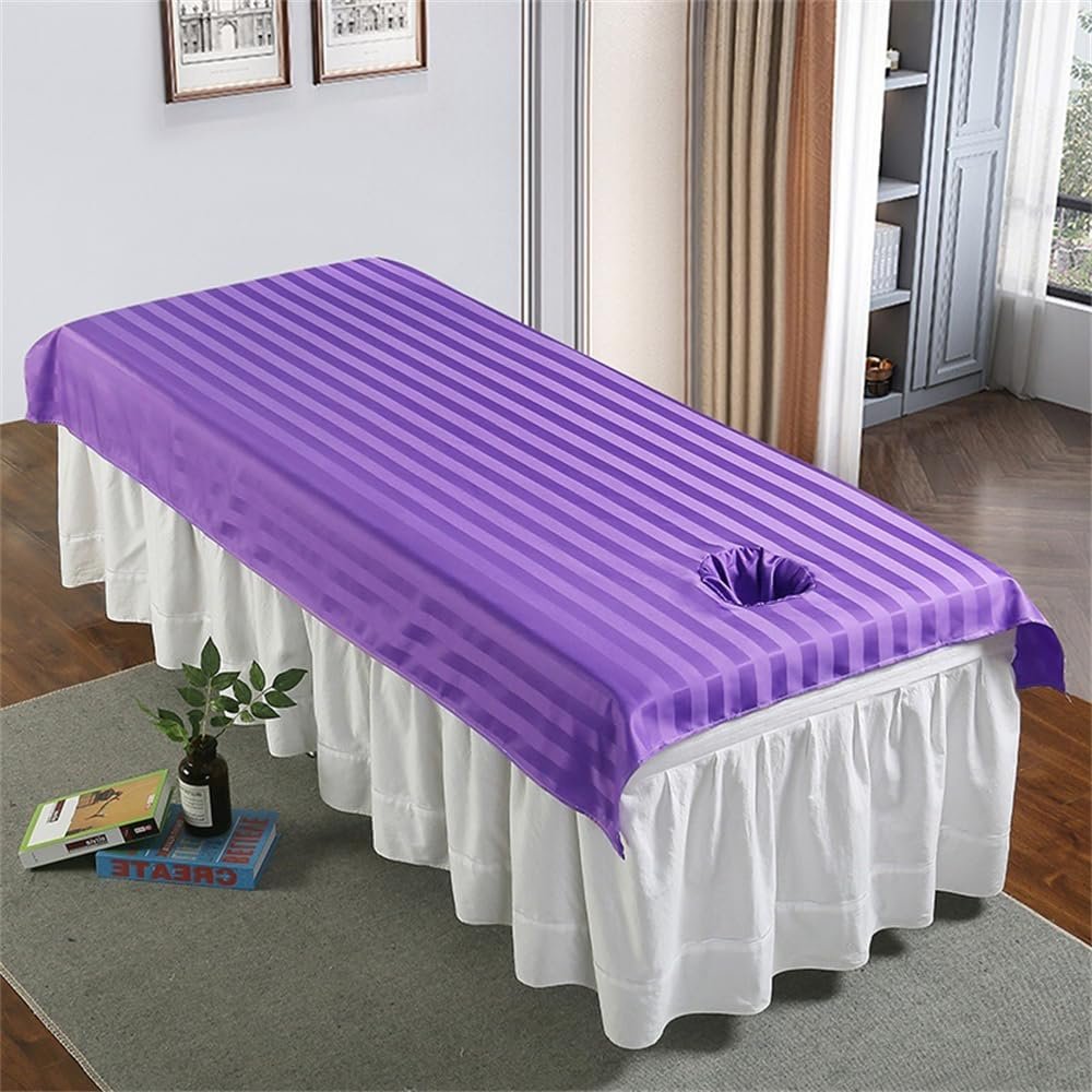 Highdi Massage Bed Sheet with Face Hole, Reusable Massage Bed Table Cover Soft Comfortable Massage Bed Cover Protecting for Home Hotel Beauty Salon Cosmetic Bed (75 * 190cm,Deep purple)