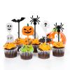 100 PCS Plastic Halloween Cupcake Topper Ghost Cupcake Picks Toothpicks Pumpkin Spider Bat Skull Cake Toppers Food Decor for Kids Halloween Theme Birthday Party Baby Shower Decorations Supplies view 1