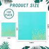 100 Pcs Teal Cocktail Napkins - Teal and Gold Paper Napkins Disposable - Turquoise Napkins for Birthday Dinner Wedding Party Supplies view 2