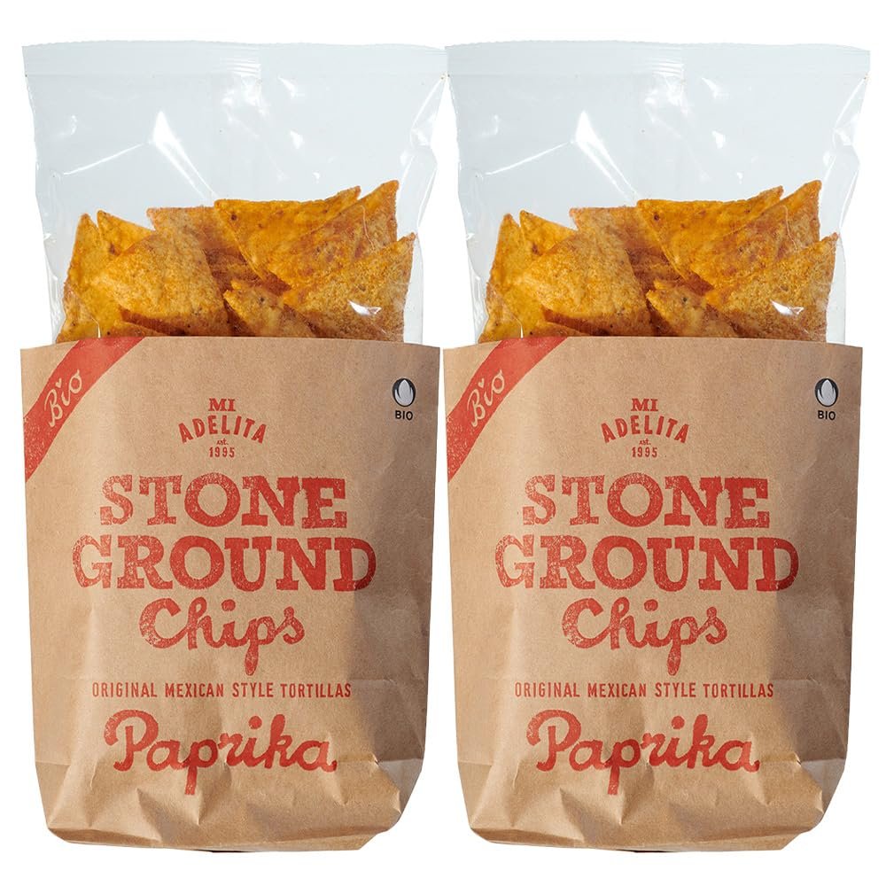 Mi Adelita Stone Ground Tortilla Chips Paprika 150g (Pack 2) / Mexican Snack Natural Tortilla Nacho Chips