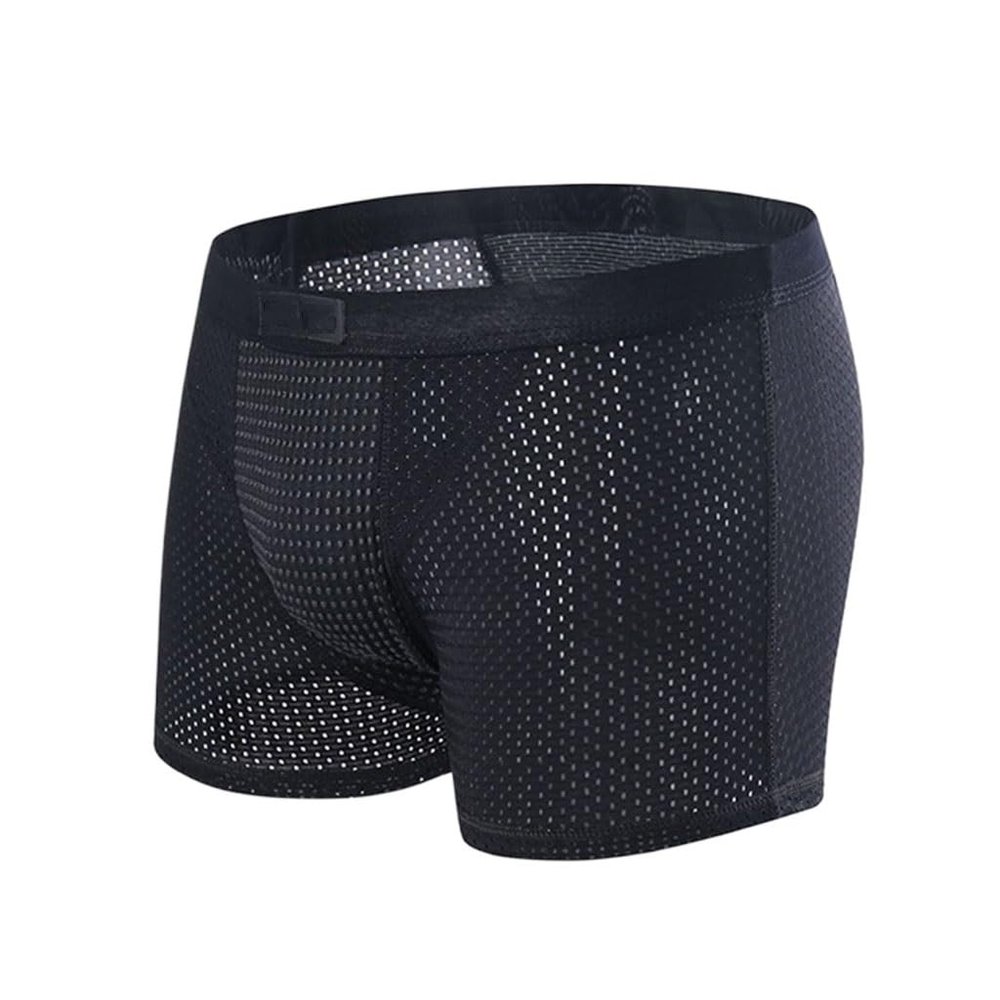 MECKOZ 3 Pack Men's Magnetic Therapy Underwear Tourmaline Health Care Boxer Briefs Mesh Modal Shorts Improving Male Power(Black,XXL)