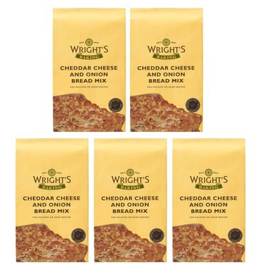 wright's | cheddar and onion bread mix 5X500g | Simply Add Oil and Water | For Machine or Hand Baking | Suitable for Vegetarians (NP)