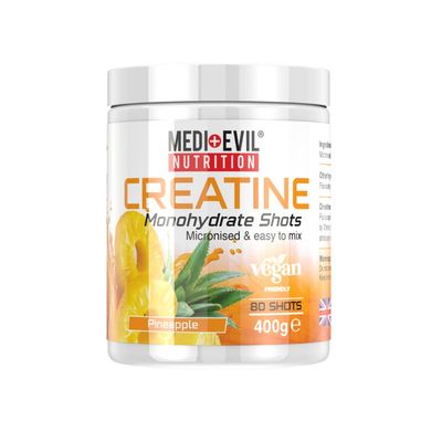 Medi-Evil Nutrition Creatine Monohydrate Powder 400g, Pineapple Flavour, Micronised for Easy Mixing, Improves Strength and Physical Performance