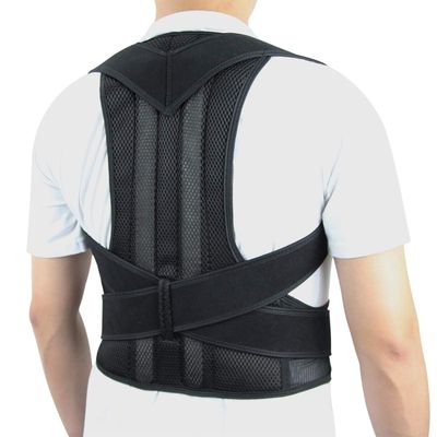 LUXRUB Fully Adjustable Back Brace Posture Corrector For Women Men, Breathable Full Back Support Belt For Waist, Back And Shoulder Pain, Improve Back Posture (Color : Black, Size : XXL)