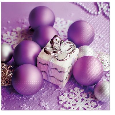 3-Ply Christmas Paper Serviettes Xmas Napkins for Decoupage 33cm x 33cm - Pack of 20 (Lilac Christmas Decorarion)