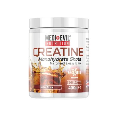 Medi-Evil Nutrition Creatine Monohydrate Powder 400g, Cola Max Flavour, Micronised for Easy Mixing, Improves Strength and Physical Performance