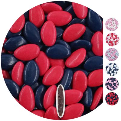 EinsSein 1kg Chocolate Dragees Mix Pink-Dark Blue giveaways Wedding Chocolates Sweets drages Dragees mini Favours Guests Shapes Chocolate Table Hearts Party Baptism Communion Confirmation Sweet