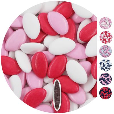 EinsSein 1kg Chocolate Dragees Mix White-Light Pink-Pink giveaways Wedding Chocolates Sweets drages Dragees mini Favours Guests Shapes Chocolate Table Hearts Party Baptism Communion Confirmation